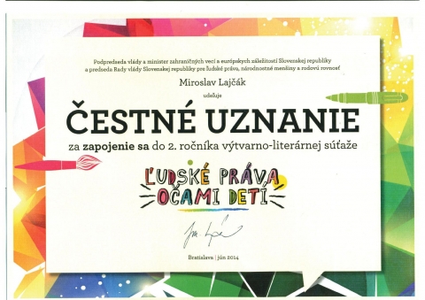 Čestné uznanie - Ľudské práva očami detí